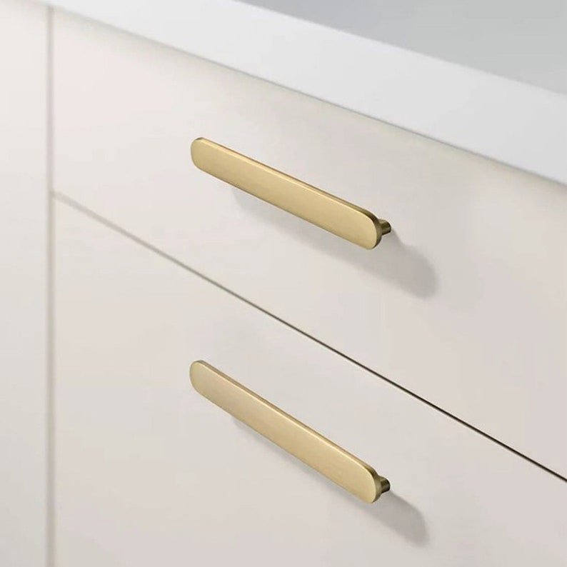 Homdiy Cabinet Handles And Kitchen Door Pulls Brushed Brass Modern