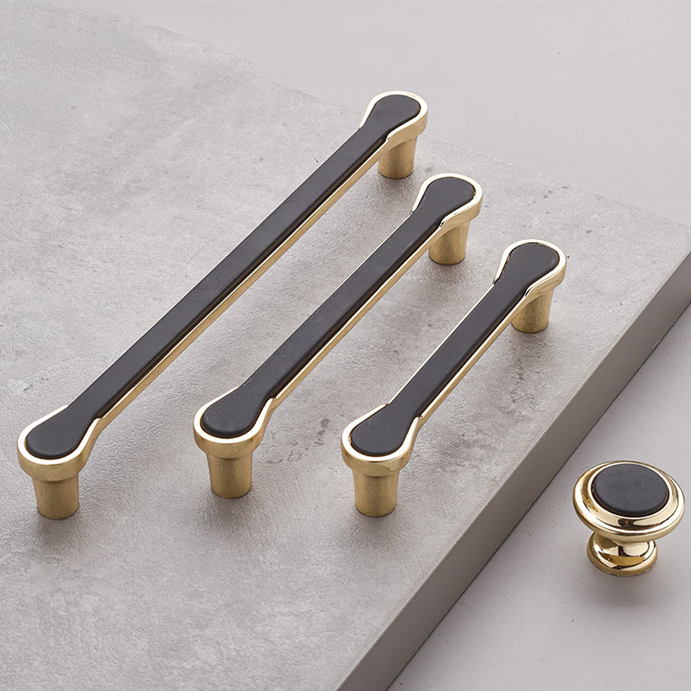 Brushed Brass Modern Wardrobe Closet Handles Black Drawer Pulls Cupboard  Knobs