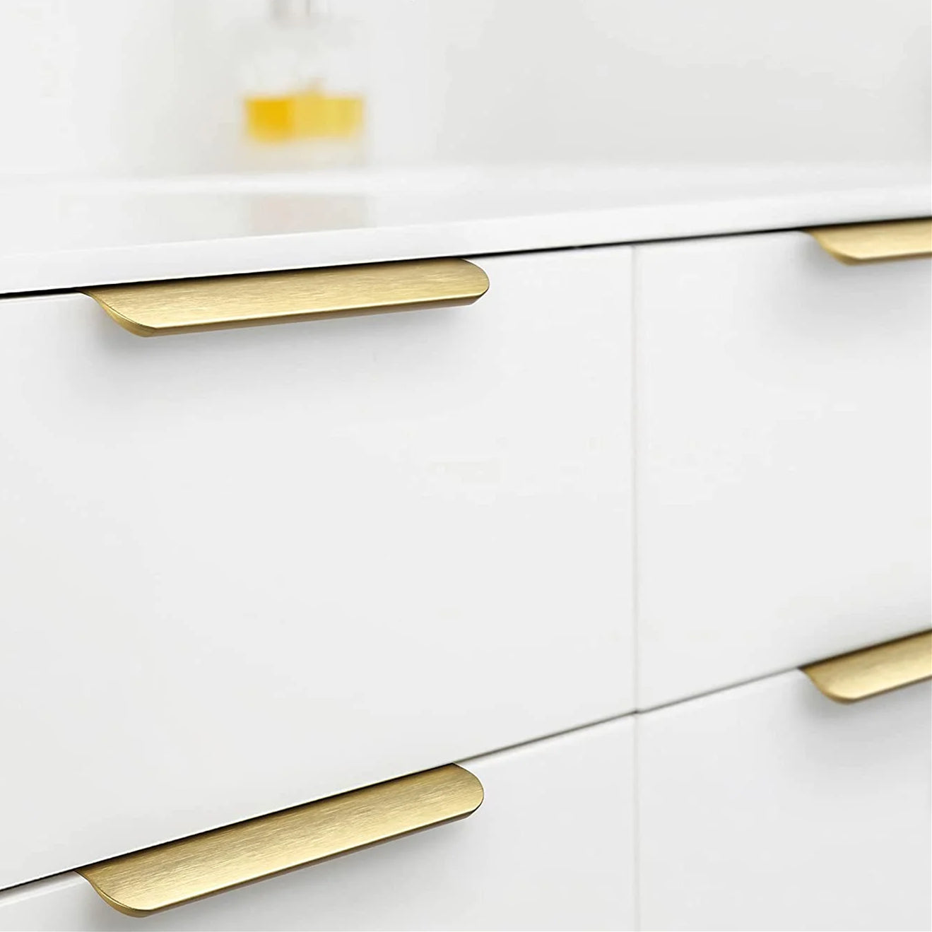 Homdiy Cabinet Handles Finger Edge Pulls Cabinet Hardware Brushed Brass  Kitchen Cabinet Handles