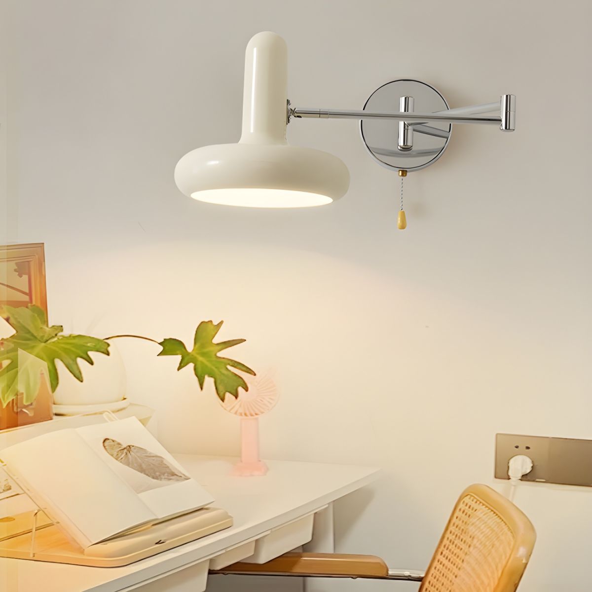 Modern White Bauhaus Adjustable Angle Swing Arm Wall Lamp -Homdiy