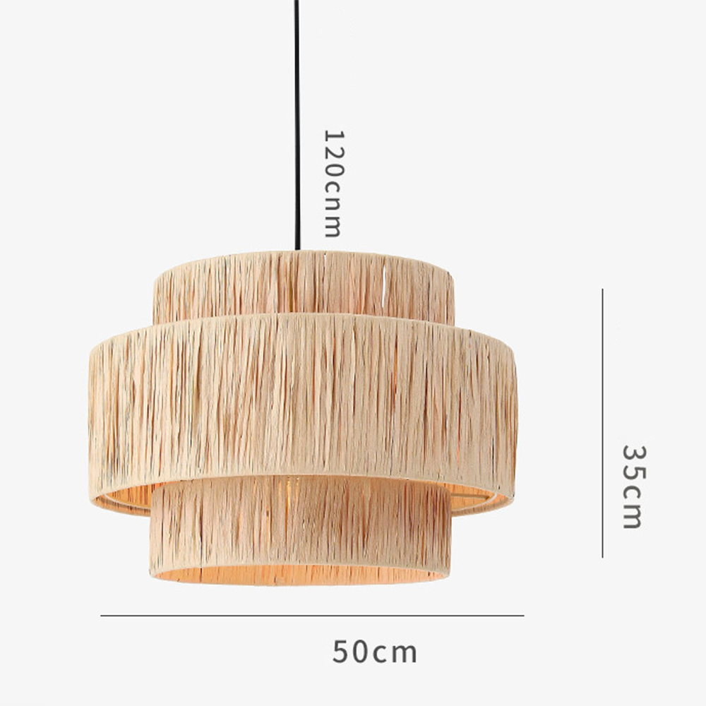 Hand-Woven Lamp Retro Straw Art Rattan Pendant Light -Homdiy