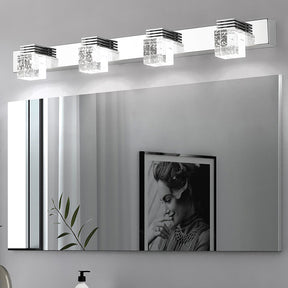 Crystal Block Silver Bathroom Vanity Wall Light -Homdiy