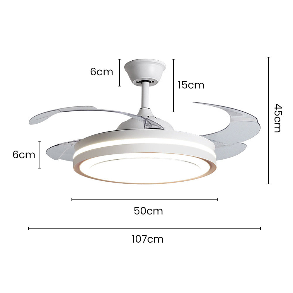 White Metal Simple Remote Control Ceiling Fan With Light -Homdiy