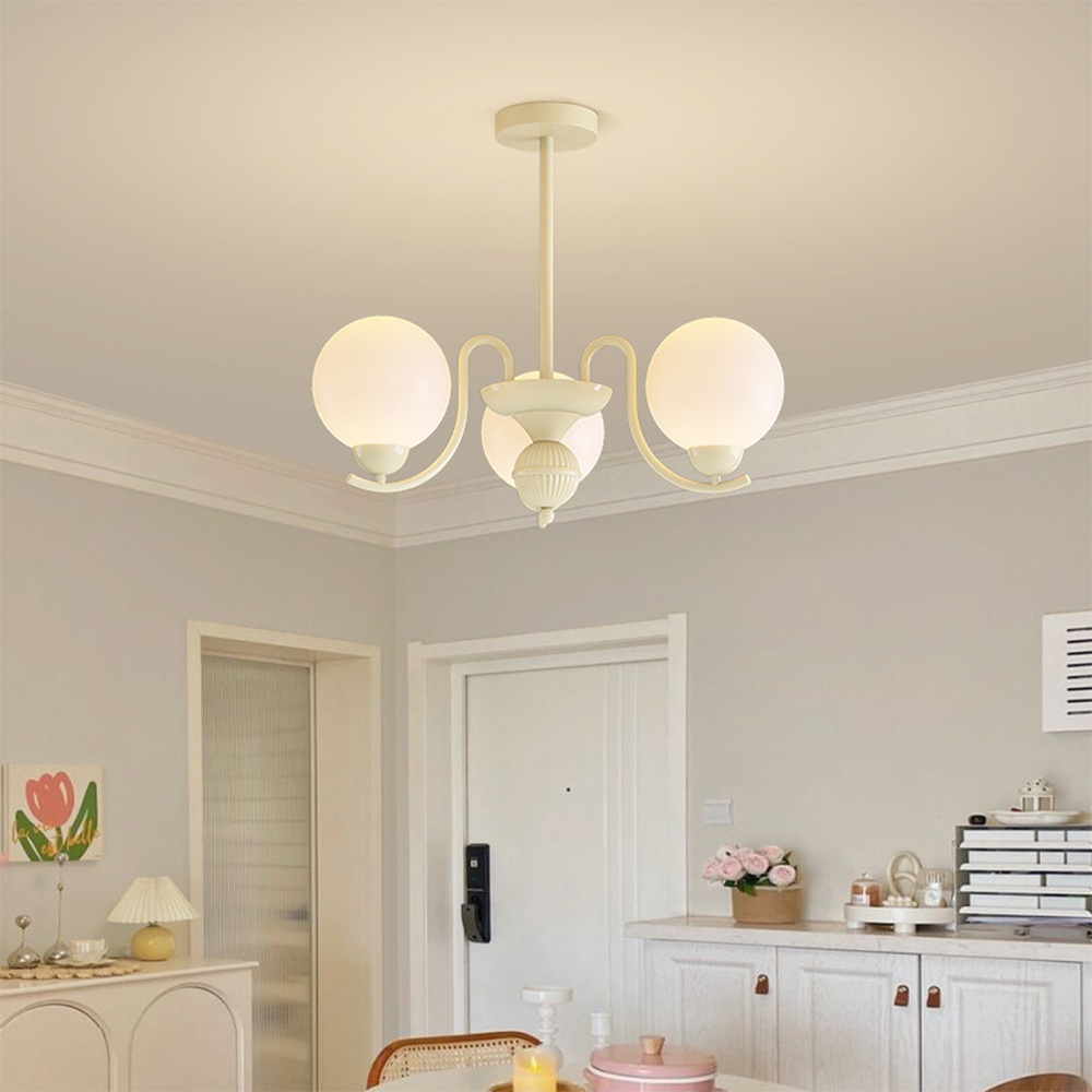 Vanilla Ball Glass Chandelier For Living Room -Homdiy