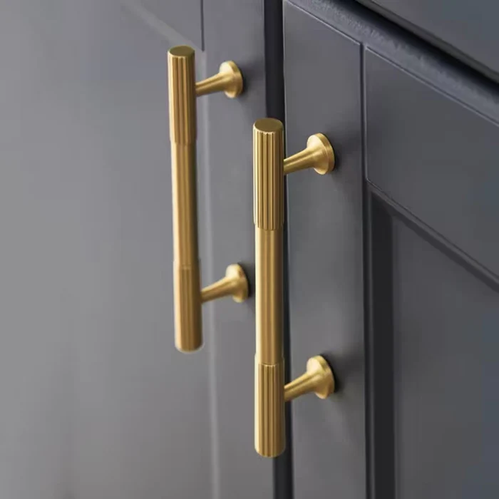 Solid Brass Kitchen Handles and Knobs, Brass Door Handles, Knurled Door  Wardrobe Cabinet Handles ,Gold Handles – Brook And Birch