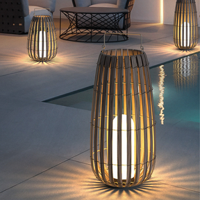 Outdoor Rattan Villa Garden Lawn Light Balcony Floor Lamp -Homdiy