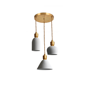 Nordic Pleated Ceramic Brass Cocoon Pendant Light -Homdiy