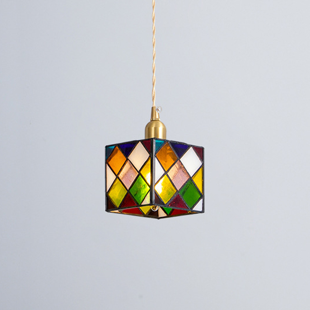 Nordic Creative Rubik’s Cube Small Glass Chandelier For Kitchen Island -Homdiy