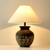 Wabi-sabi Retro White Ceramic Table Lamp Living Room -Homdiy