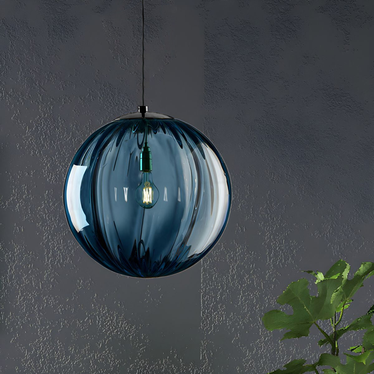 Nordic Minimalist Modern Water Pattern Glass Ball Pendant Light -Homdiy