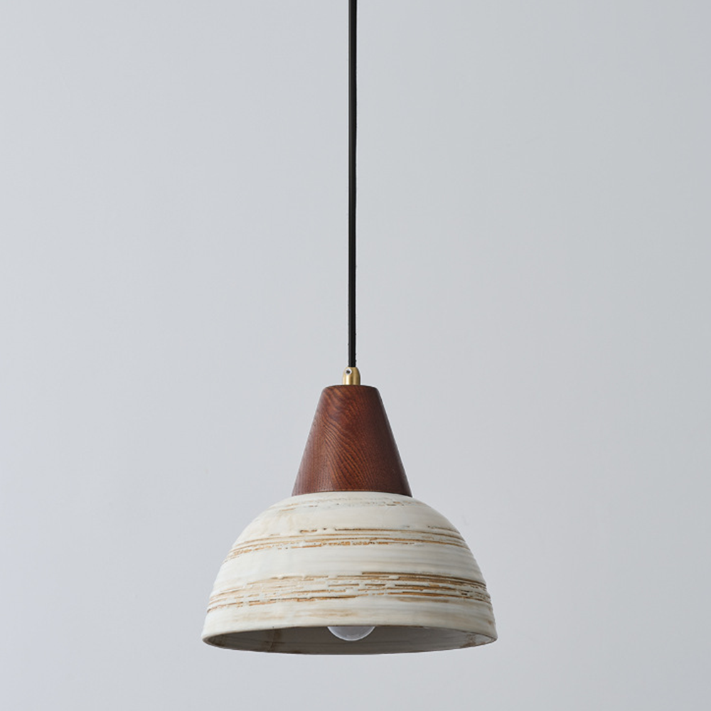 Vintage Walnut Ceramic Pendant Lamp -Homdiy