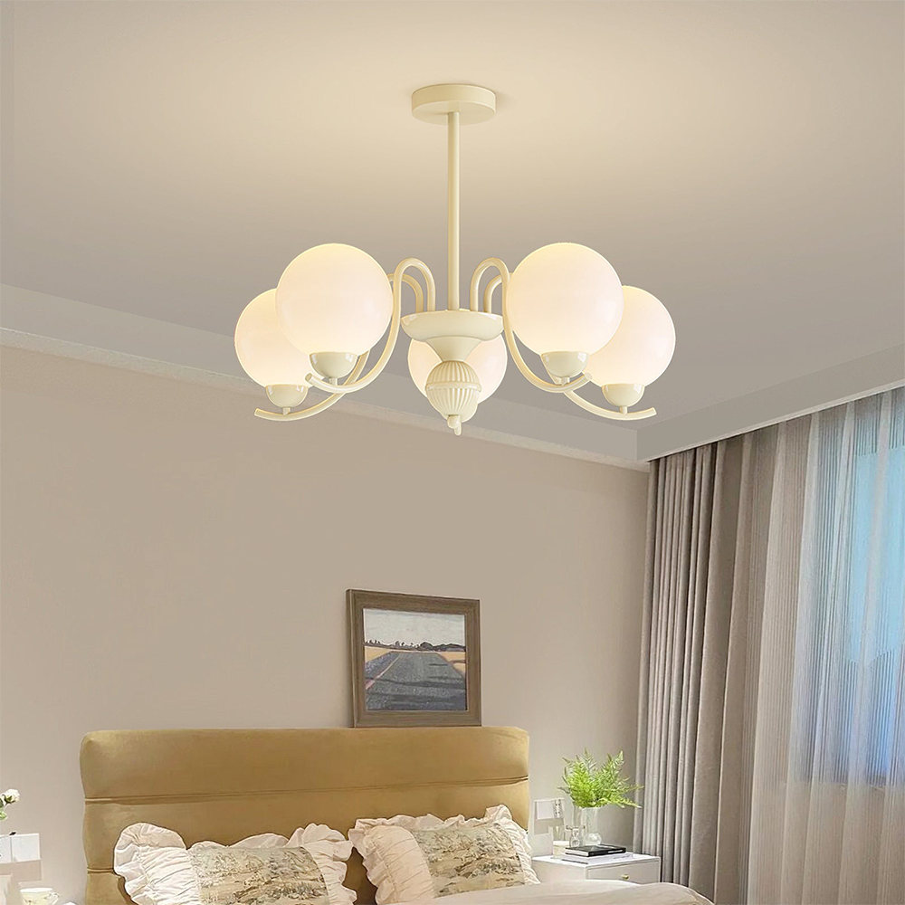 Vanilla Ball Glass Chandelier For Living Room -Homdiy