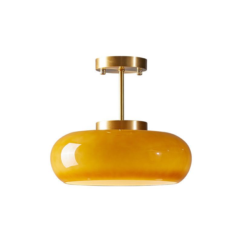 Retro Yellow Round Glass Ceiling Light -Homdiy