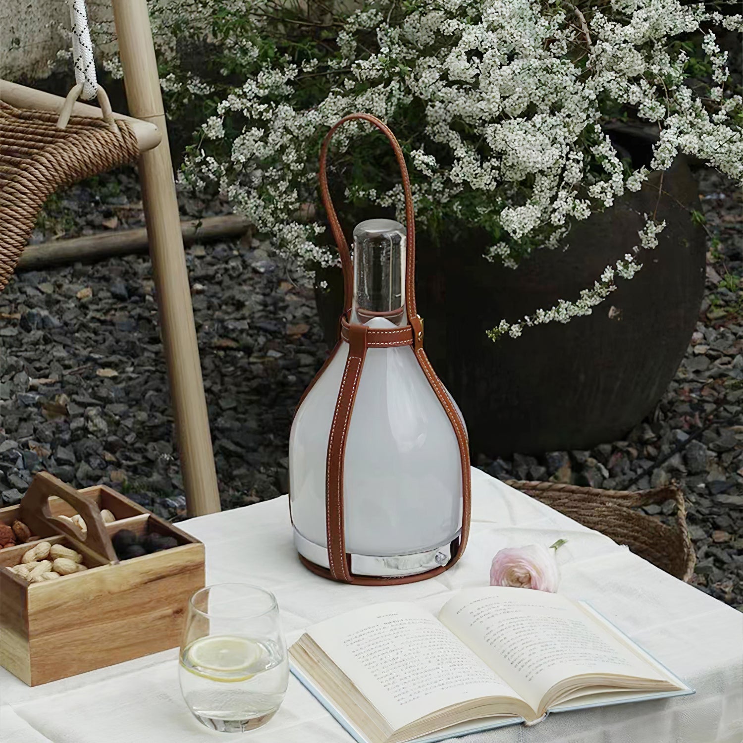 Homdiy Table Light Bell Portable Leather Table Lamp