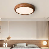 Nordic LED Round Walnut Bedroom Ceiling Lamp -Homdiy