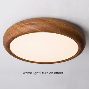 Nordic LED Round Walnut Bedroom Ceiling Lamp -Homdiy