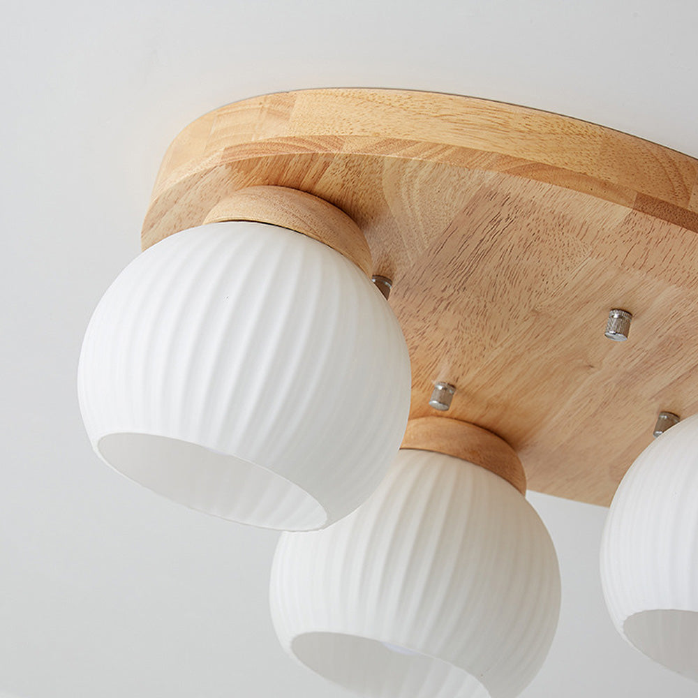 Nordic Wood Art Multi-Heads Round Ceiling Lamp -Homdiy