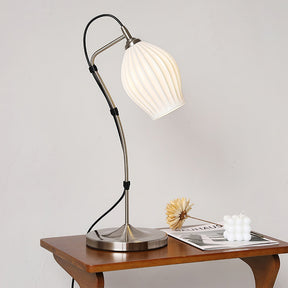 Modern Flower Ceramic Ribbed Table Lamp -Homdiy