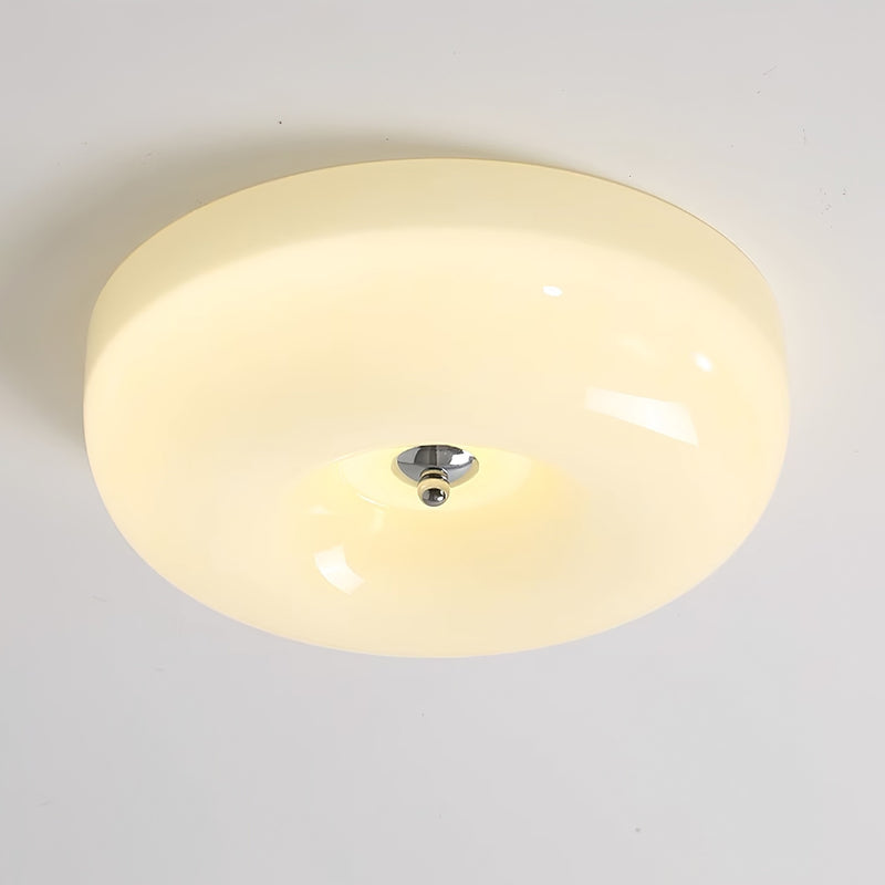 Cream Round Ceiling Lamp Bauhaus Milky Glass Lighting -Homdiy