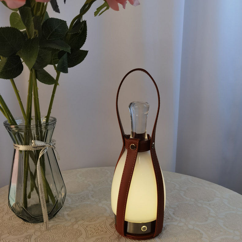 Homdiy Table Light Bell Portable Leather Table Lamp