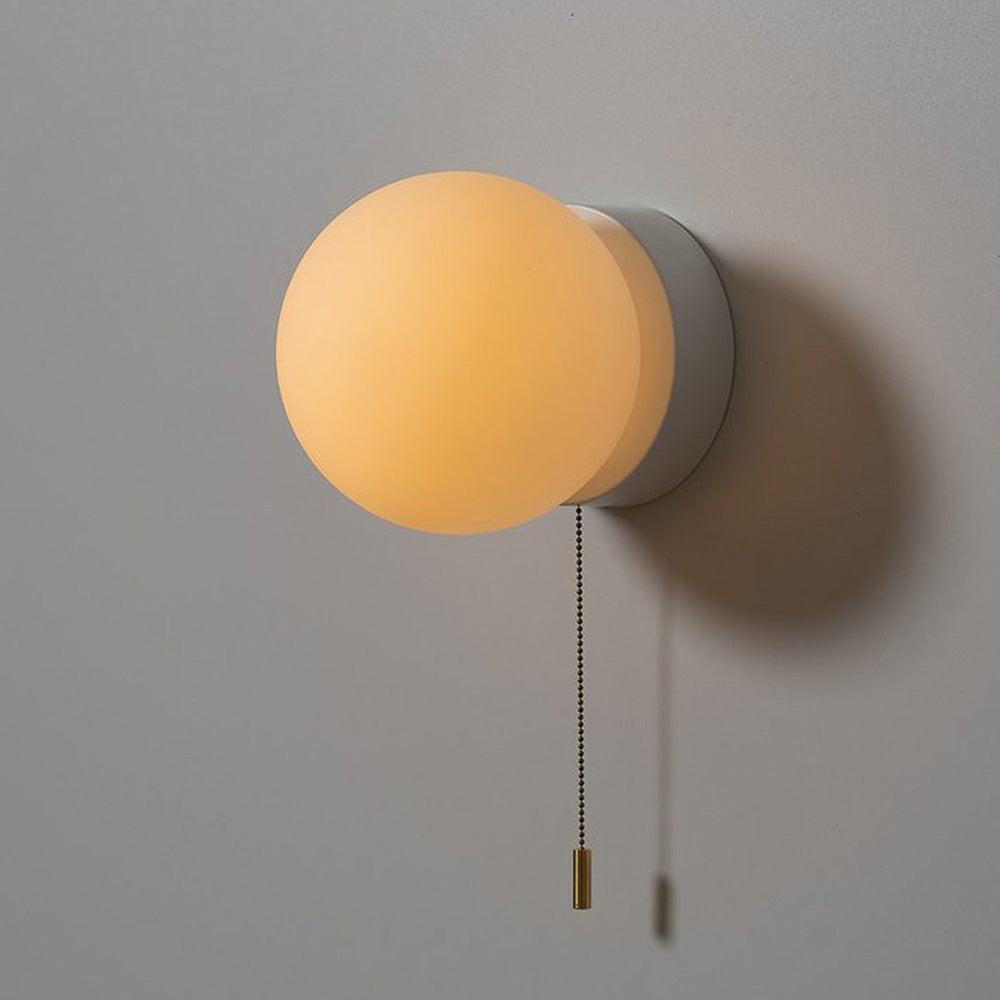 Minimalist White Ball Pull Cord Wall Light -Homdiy