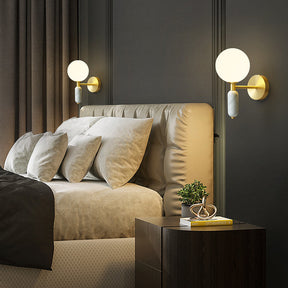 Marble Brass Bedside Wall Light -Homdiy