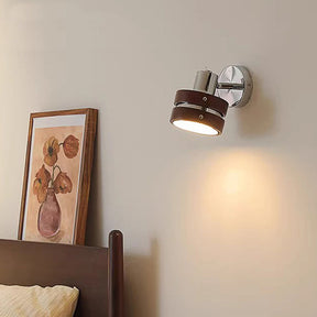 French Wood Bedside Walnut Wall Light -Homdiy