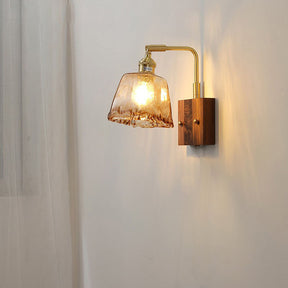 Medieval Brown Glass Wood Wall Light -Homdiy