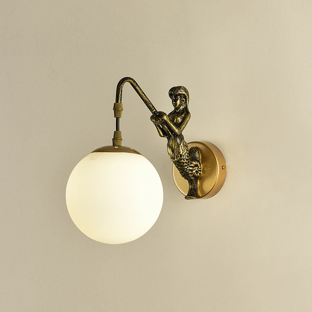 Medieval Lantern Shape White Glass Wall Light -Homdiy