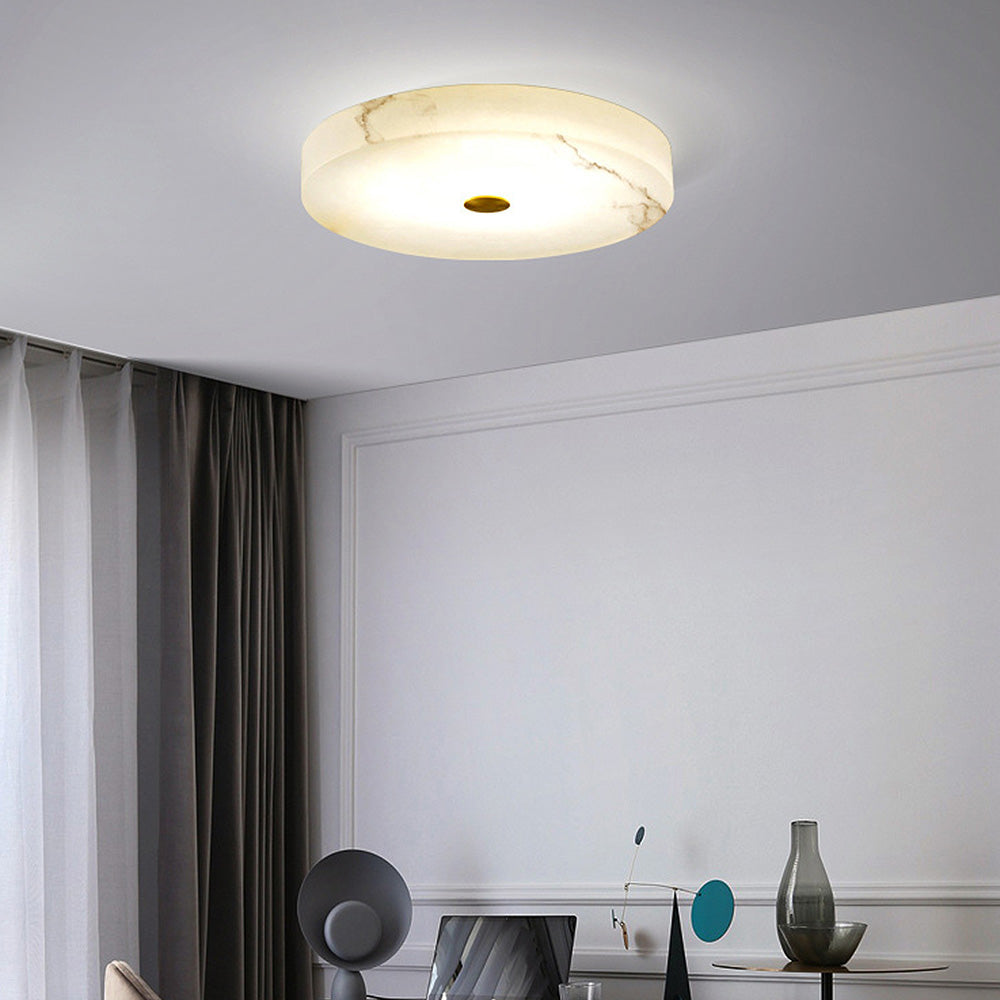 Contemporary Round White Marble Ceiling Light -Homdiy