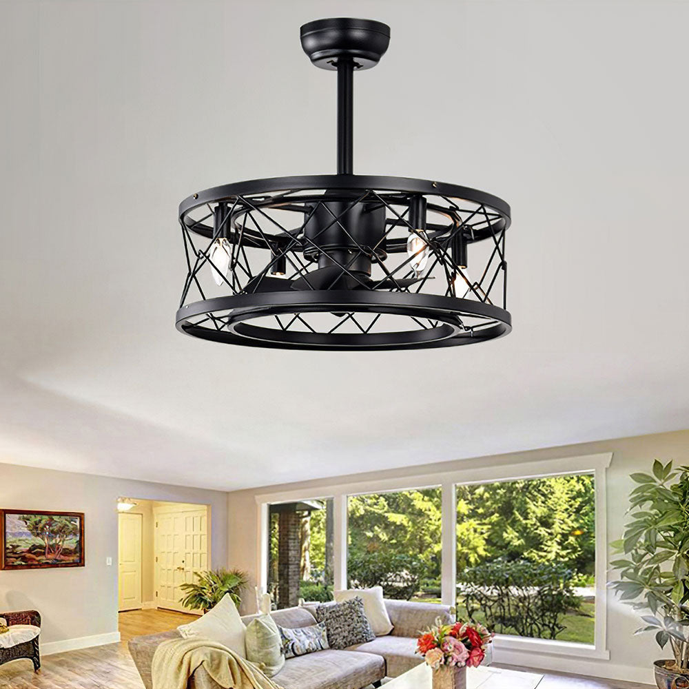 Contemporary Fancy Flush Living Room Ceiling Fan With Light And Remote -Homdiy