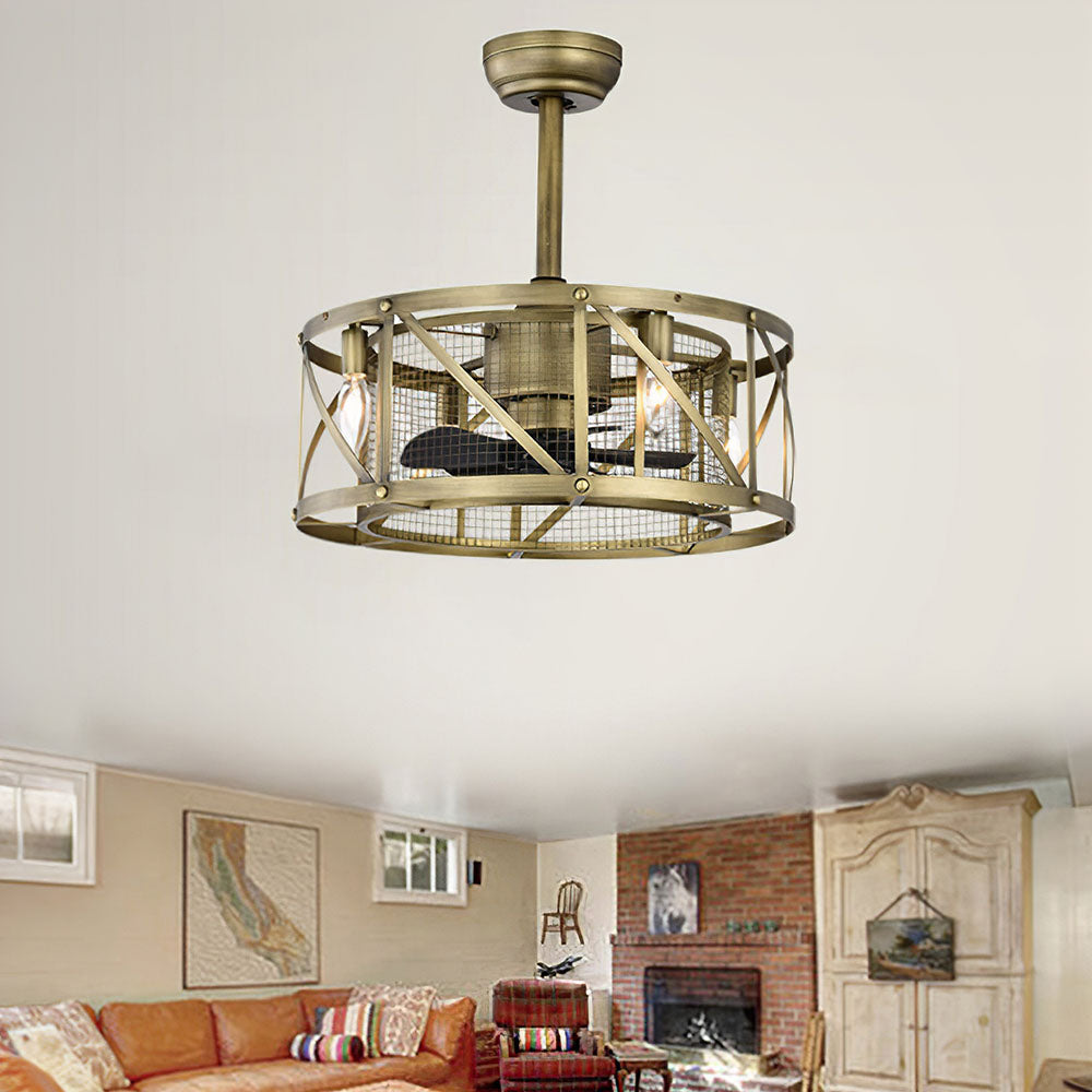 Contemporary Fancy Flush Living Room Ceiling Fan With Light And Remote -Homdiy