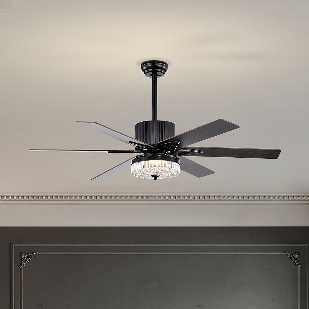 Contemporary Black Ceiling Fan With LED Light And Remote -Homdiy