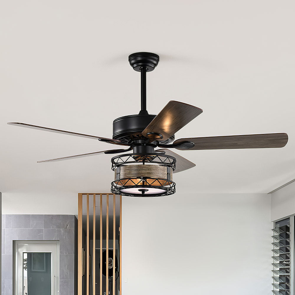 Modern Metal Black Ceiling Fan With Light And Remote -Homdiy