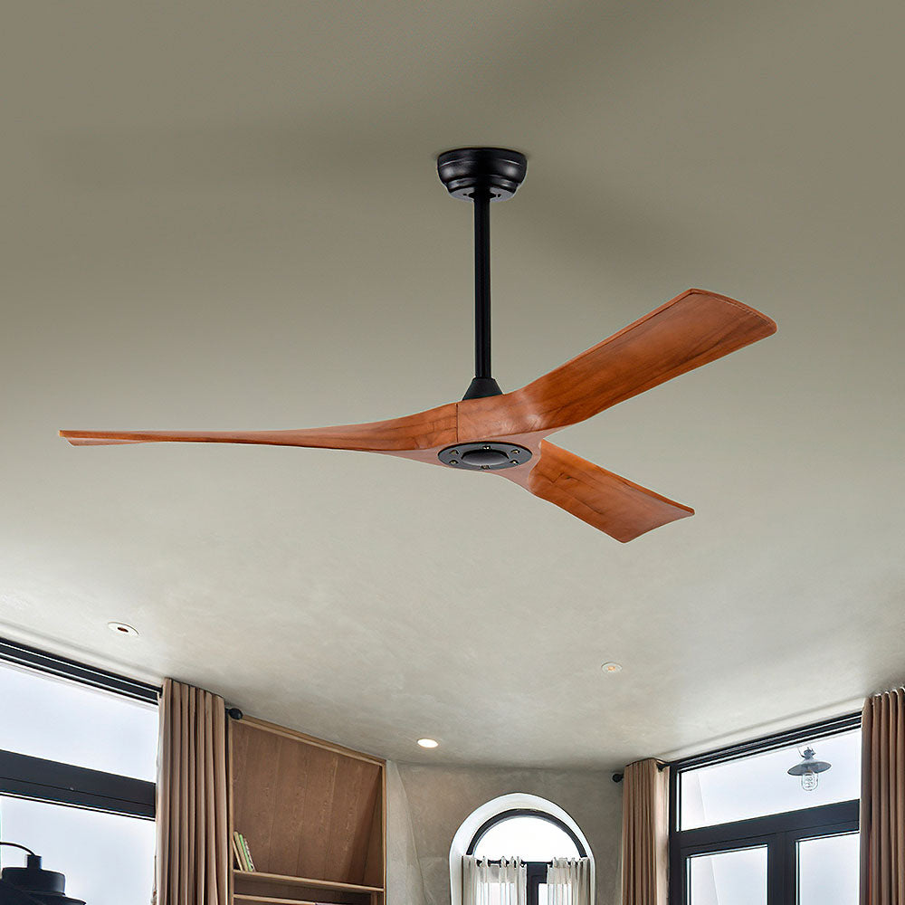 Natural Simple Wooden Ceiling Fan With No Light -Homdiy