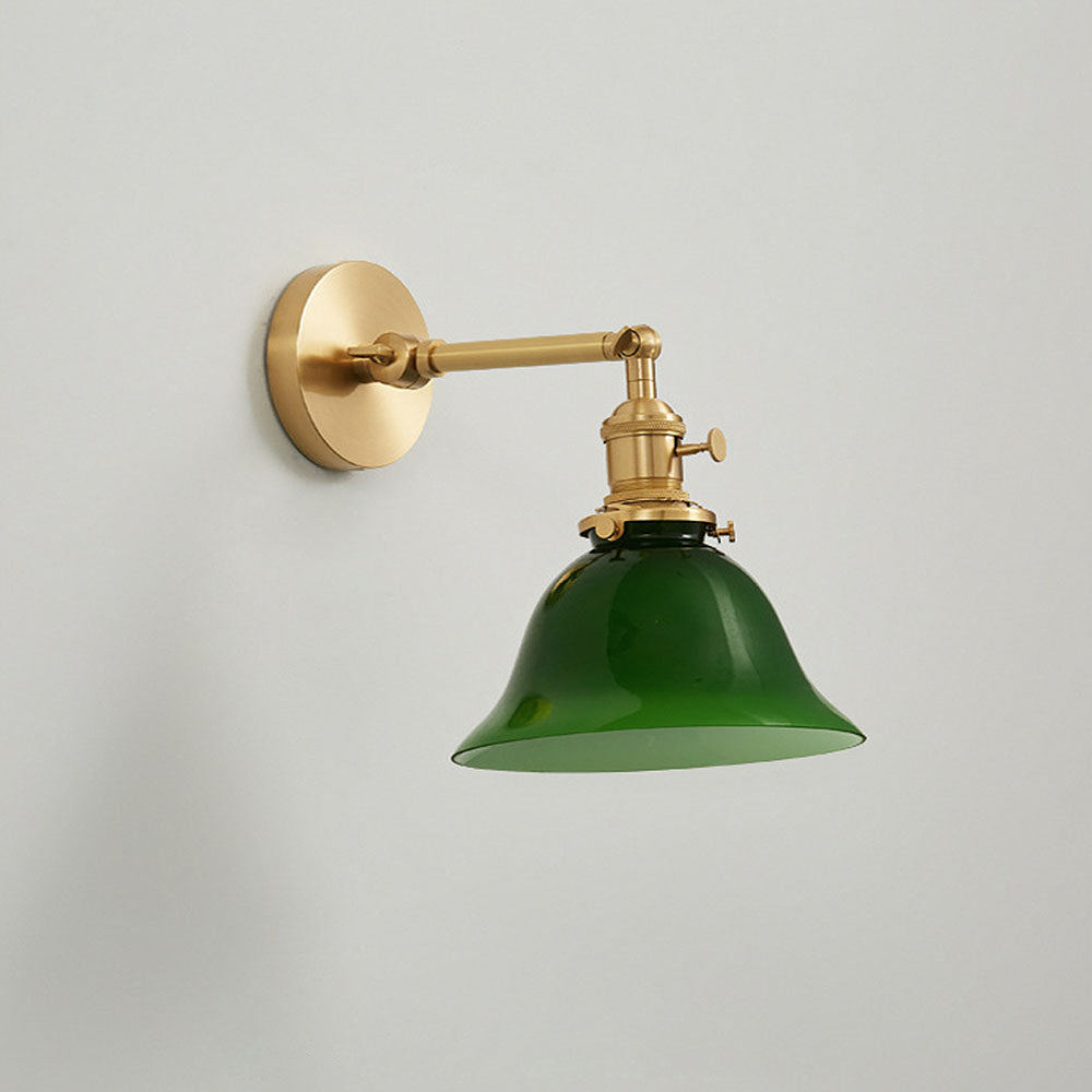 Vintage Swing Arm Adjustable Green Glass Wall Light -Homdiy