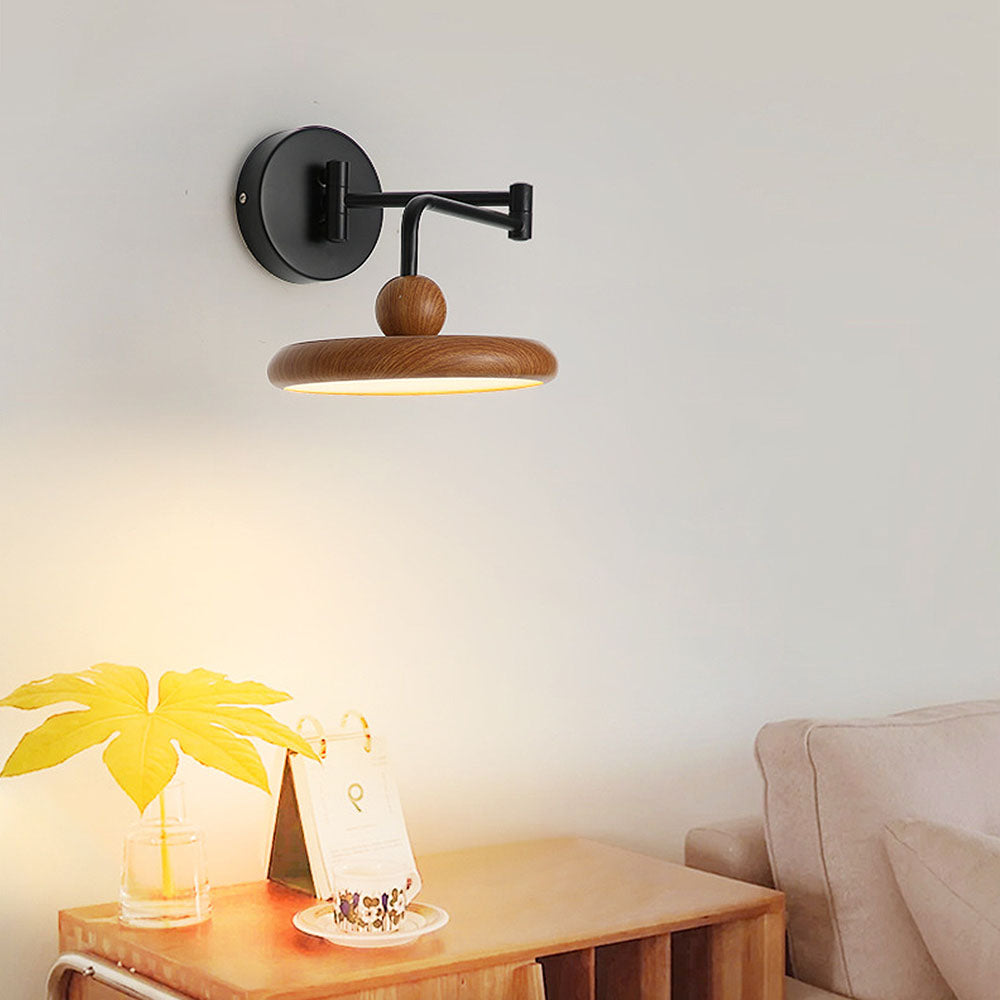 Modern Wood Swing Arm Wall Light For Decor -Homdiy