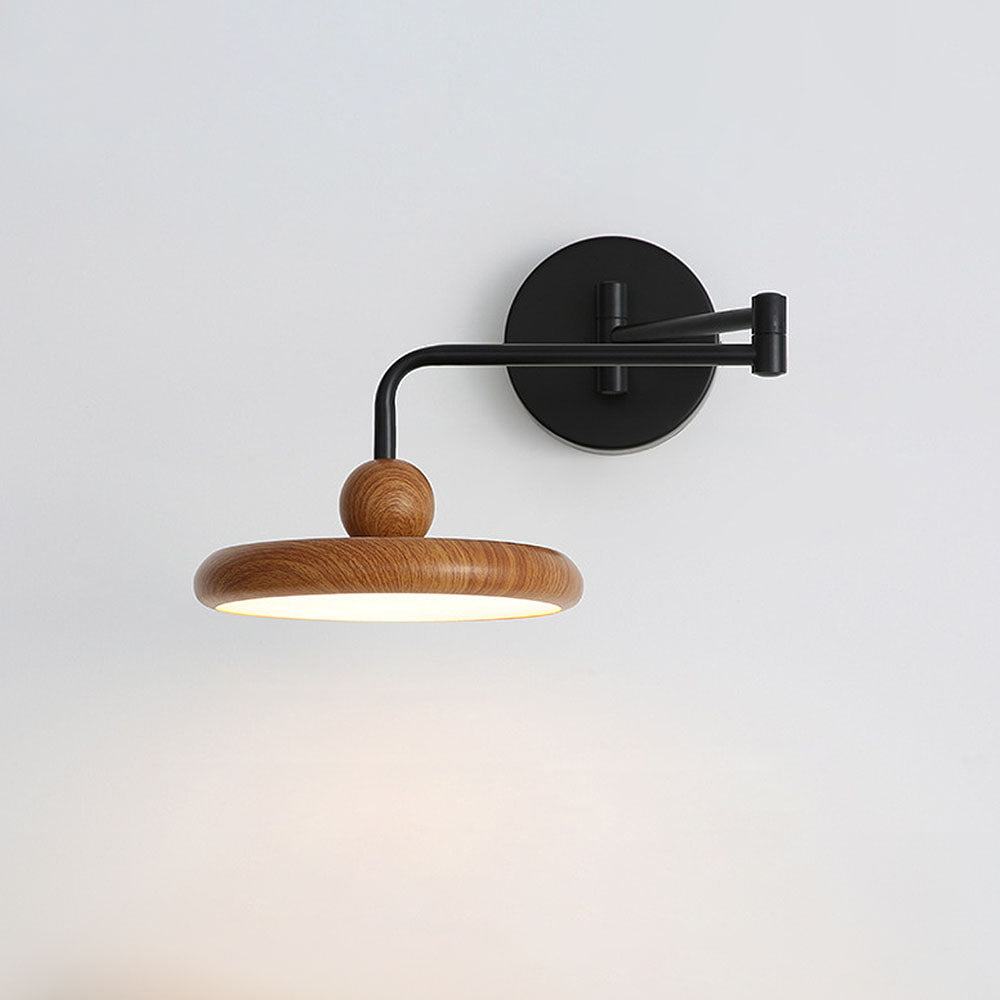 Modern Wood Swing Arm Wall Light For Decor -Homdiy