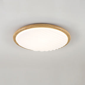 Simple Round Wood Wrinkles LED Bedroom Ceiling Light -Homdiy