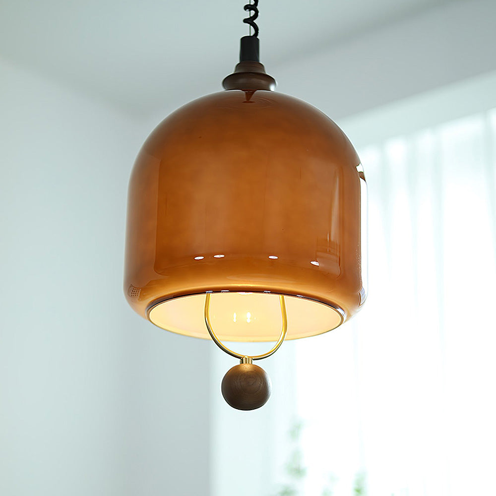 Vintage Amber Glass Lantern LED Pendant Light -Homdiy