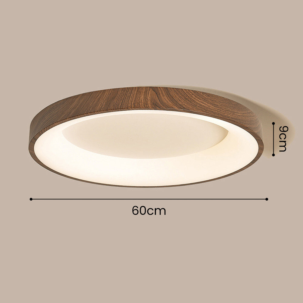 Natural Wooden Circle LED Bedroom Ceiling Light -Homdiy