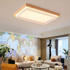 Retro Wood Square LED Living Room Ceiling Light -Homdiy