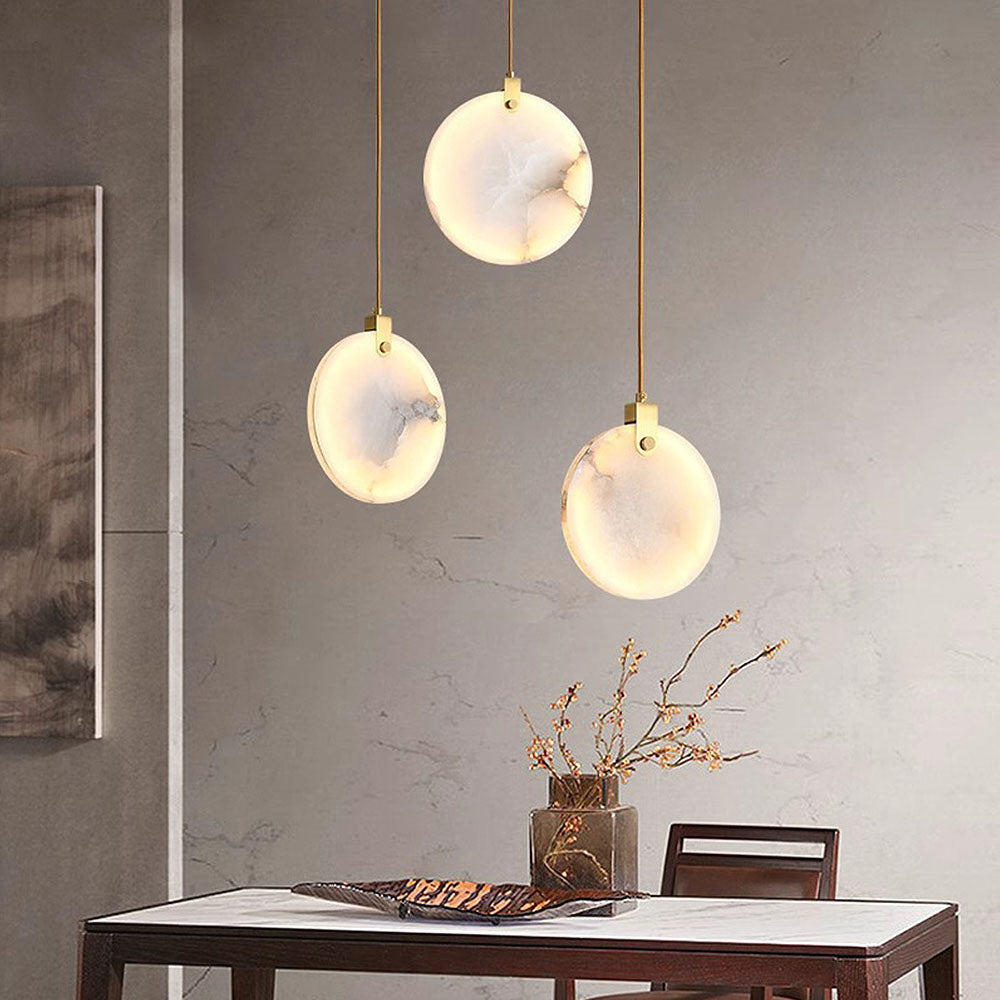 Simple Round LED Alabaster Pendant Lights -Homdiy