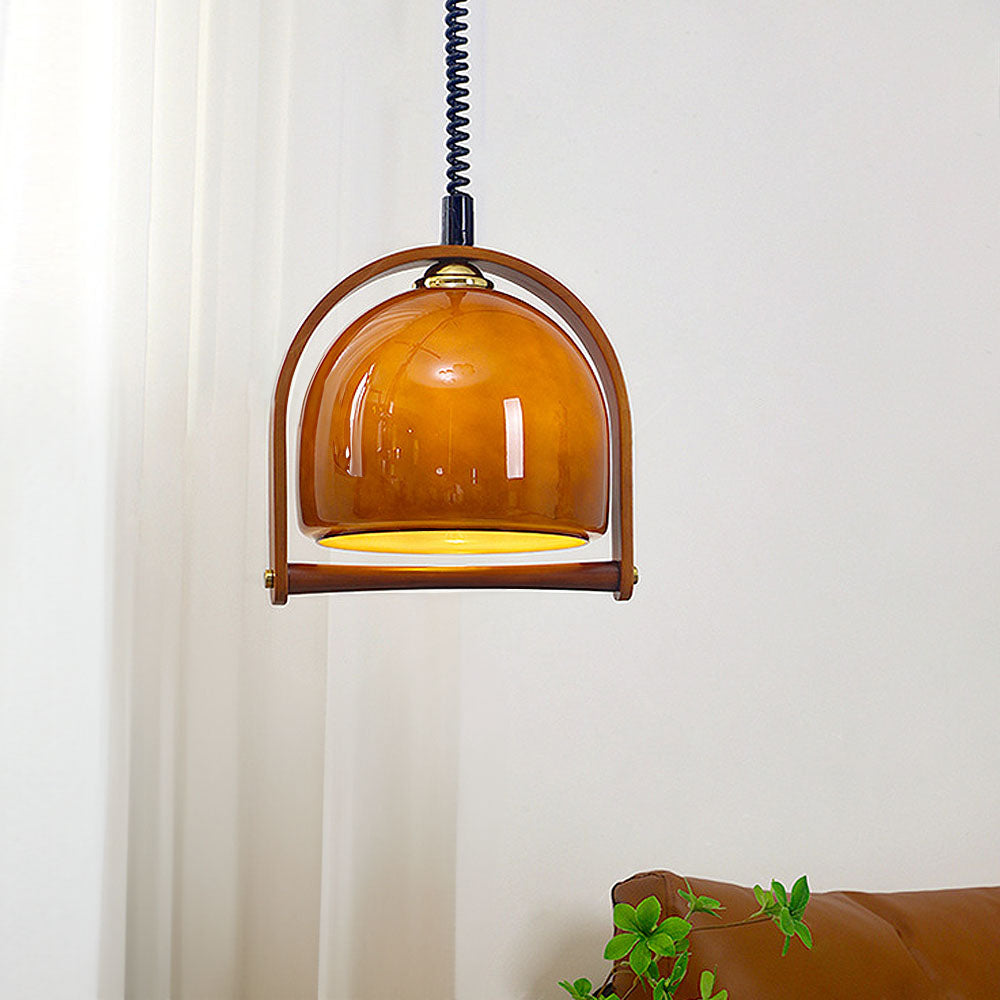 Vintage Bauhaus Orange Wood Pendant Lights -Homdiy