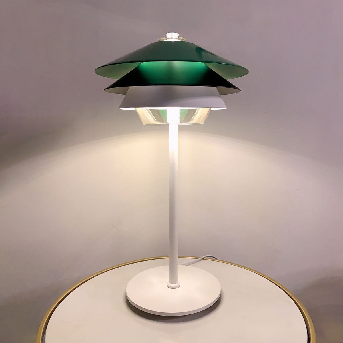 Danish Art Overlay Green Table Lamp -Homdiy