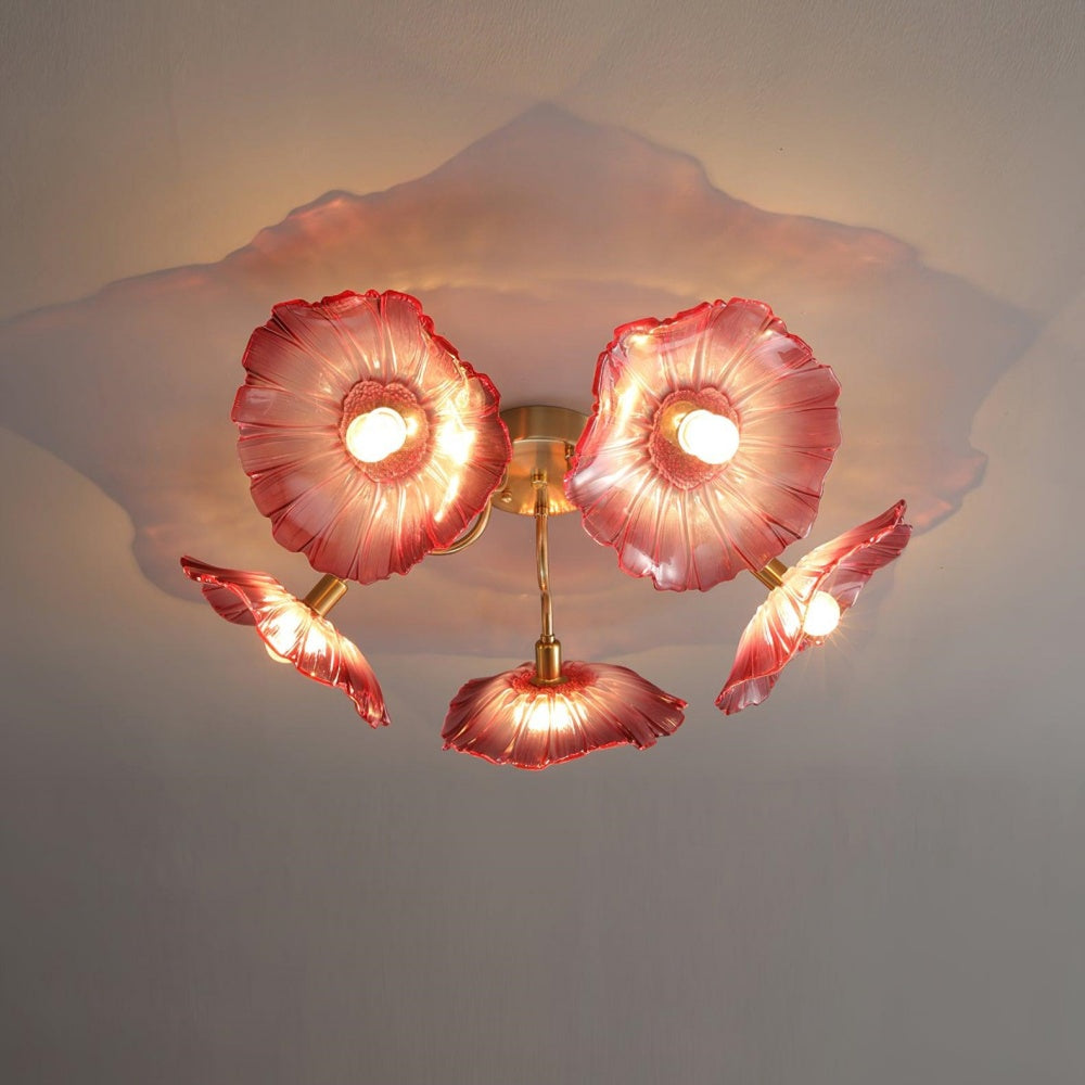 Vintage Lotus Leaf Glass Ceiling Light -Homdiy