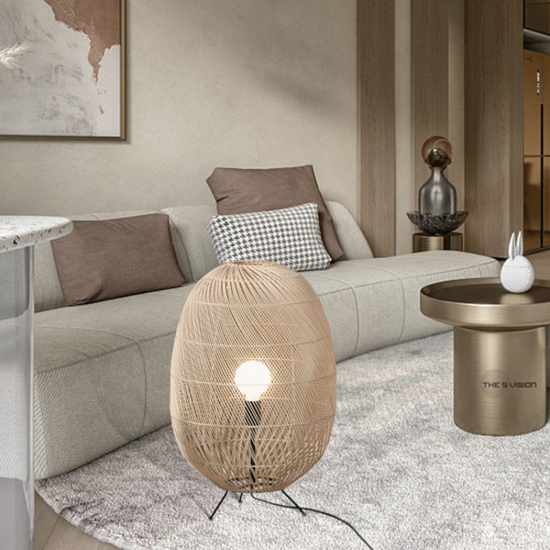 Natural Rattan Midi Floor Lamp for Living Room -Homdiy
