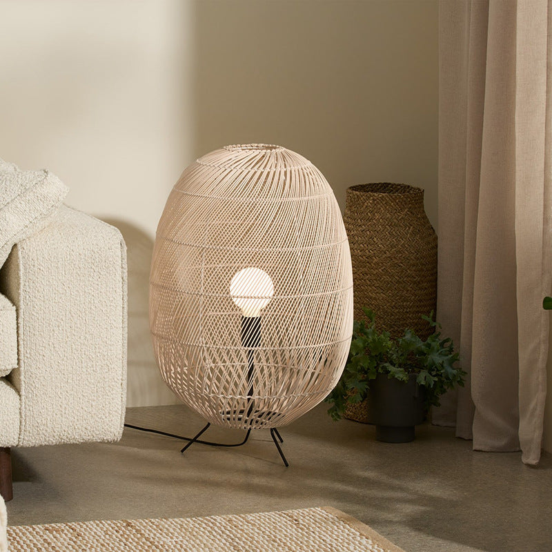 Natural Rattan Midi Floor Lamp for Living Room -Homdiy