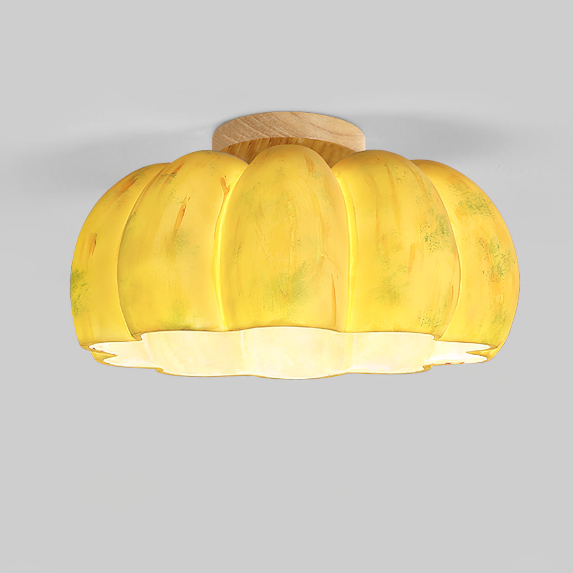 Modern Cream Style Yellow Pumpkin Ceiling Light -Homdiy