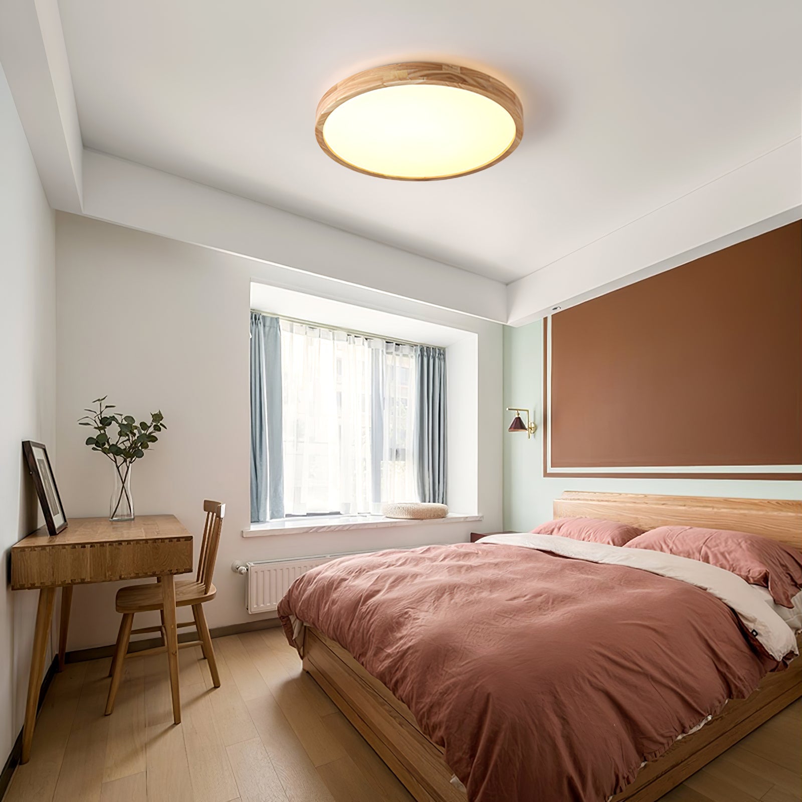 Modern Geometric LED Solid Wood Ceiling Light -Homdiy